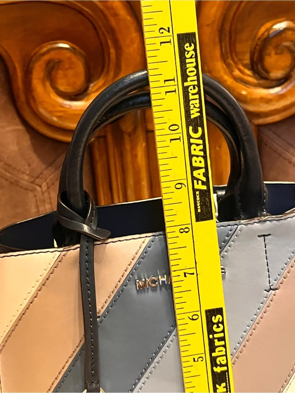 Michael Kors Colorblock Satchel in Blue, Pink, Gold & Black crossbody bag